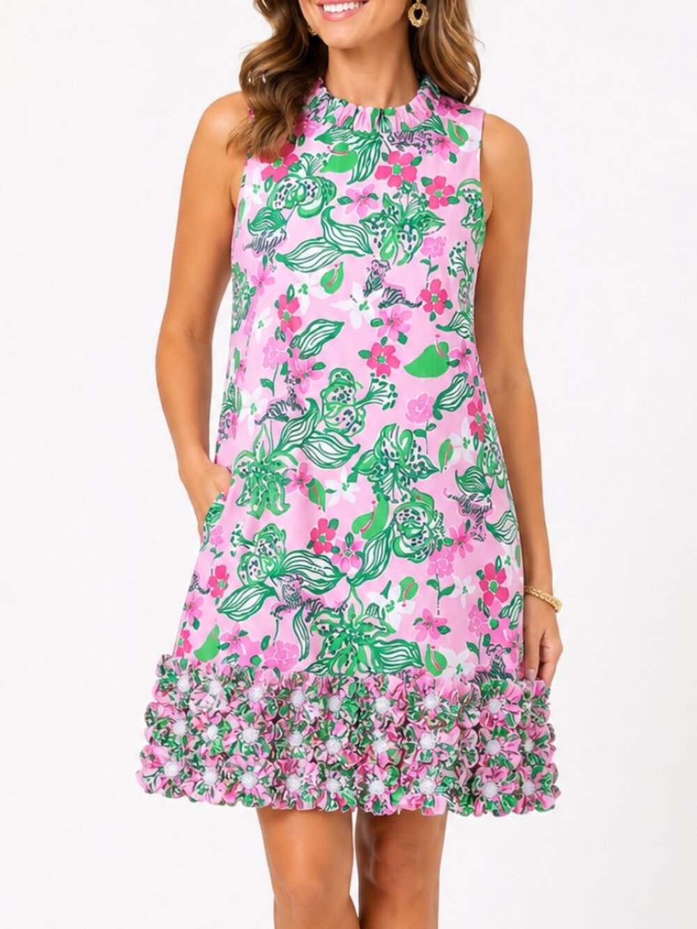 Lilly Pulitzer Lovell Shift Dress Size 4 Jubilee Tiger Lilly Rosette Hem NWT